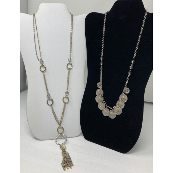 Ann Taylor Loft Necklace Lot of 2 Metallic Necklaces - Picture 1 of 12